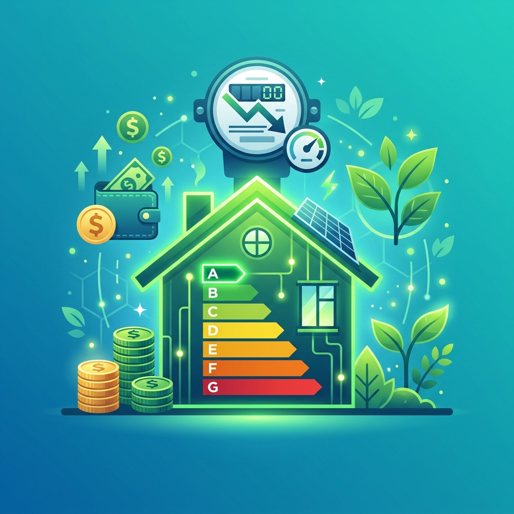 Energy efficiency ratings showing savings potential